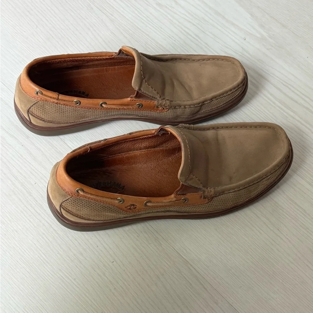 Tommy Bahama Slip On Loafers Shoes Suede Leather Tan Boat Deck Sz 12 - Picture 2 of 10